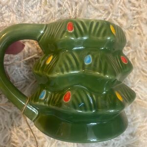 Aldi Green Christmas Tree Mug with Colorful Lights